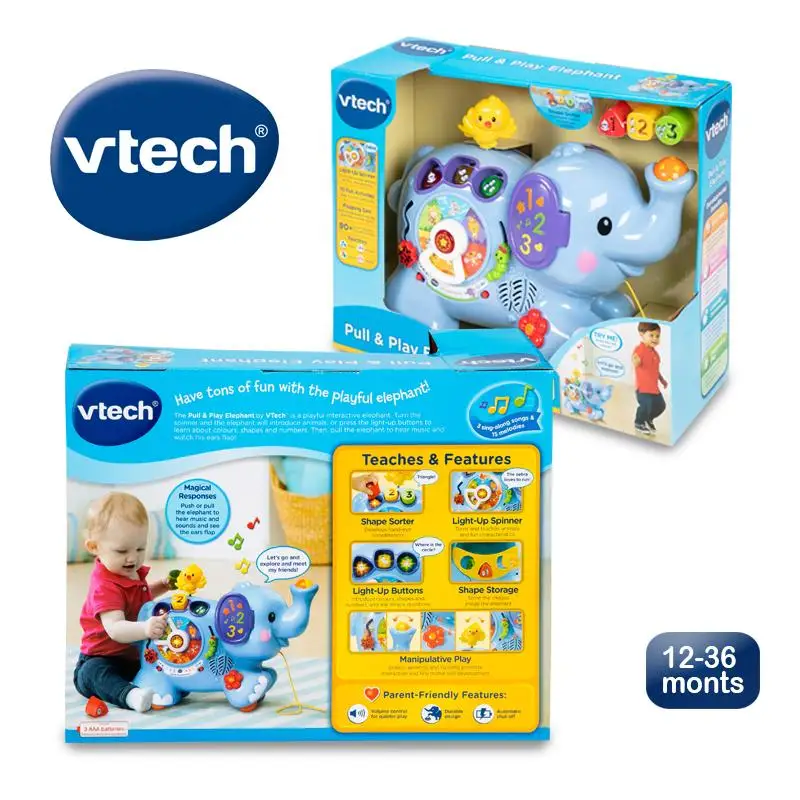 VTech Pull& Play игрушка-слон с звуками животных для детей 12-36 месяцев