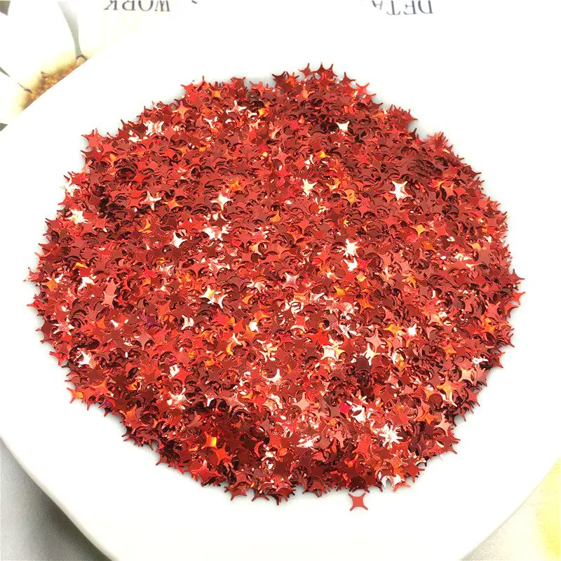 Laser red 10g Ультра-тонкая 4 мм Звезда блестки Лазерная блестка 3D блестка для ногтей блестка Eo-Friendly PET свободные блестки для украшения для ногтей 10 г - Цвет: Laser red 10g