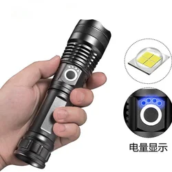 P50 rechargeable new telescopic aluminum alloy flashlight xhp50 power display USB