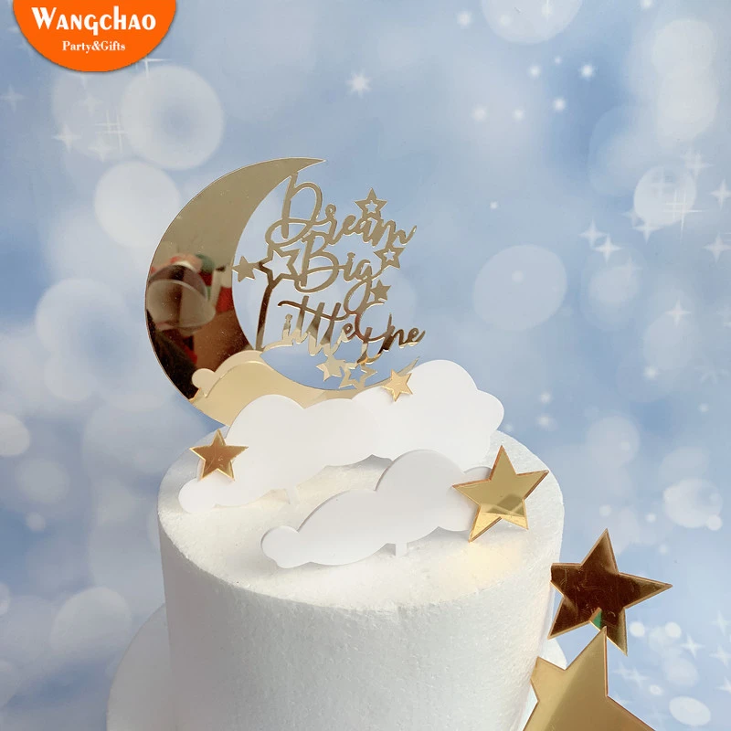 Dream Big Little One Moon Cloud Star Acrylic Happy Birthday Cake Topper Kids Baby Cake Decoration Party Supplies Child Favors Cake Decorating Supplies Aliexpress