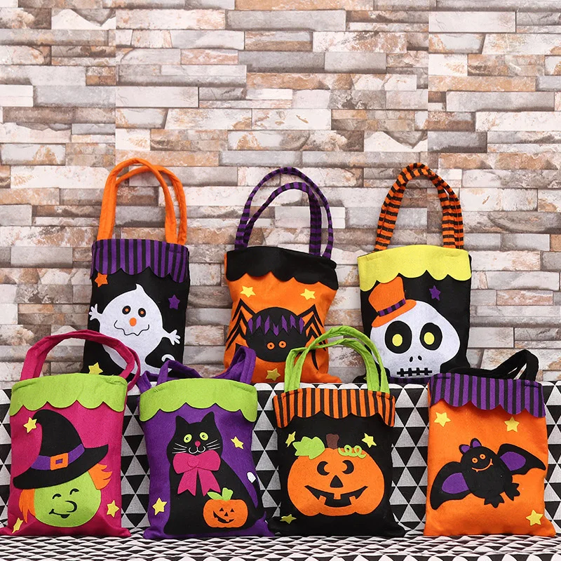 

Halloween Candy Bag Snacks Bags Wrapping Cloth Bag Skull Pumpkin Ghost Pattern Sweets Candy Packing Pouches for Kids Festival