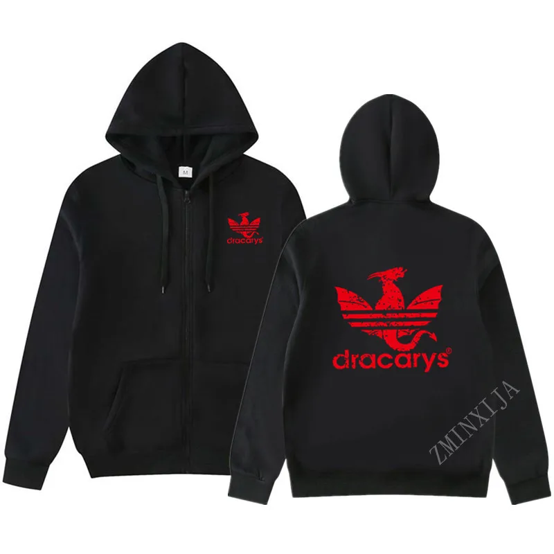 Большой размер Sweatshirt толстовка мужская новая толстовка на молнии куртка для бега Карманный модный принт Игра престолов мужские/женские толстовки с капюшоном