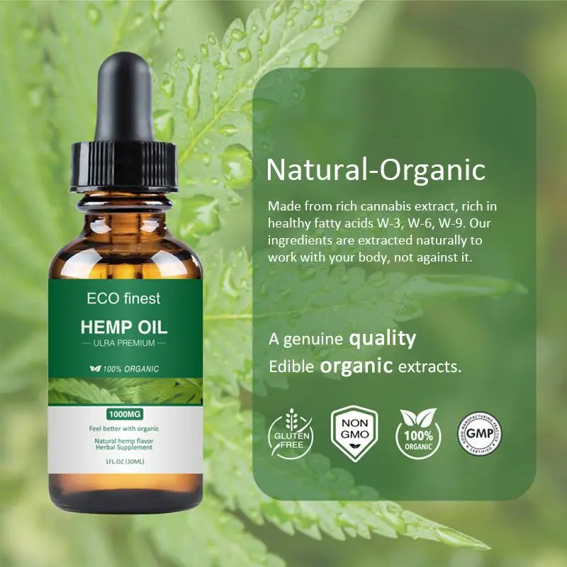 2pcs 5000mg HEMP Oil Natural Hemp Seed Extract Improve Sleep Ease Pain Massage Essential Oil