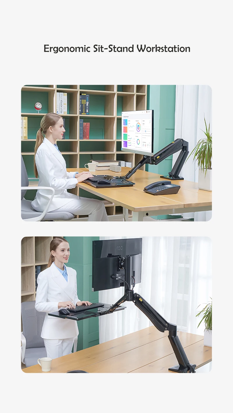 NB40 Ergonomic Height Adjust Computer Sit Stand Workstation 22-32 Inch Monitor Mount Bracket with Keyboard Plate Desk Stand 24 NB40 Ergonomic Height Adjust Computer Sit Stand Workstation 22-32 Inch Monitor Mount Bracket with Keyboard Plate Desk Stand 19
