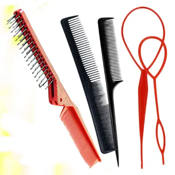 

5pcs of One Set Folding Hair Comb Hair Modeling Kit Portable Hair Braider DIY Hair Styling Tool for Kids Girls (Random Hair Wear