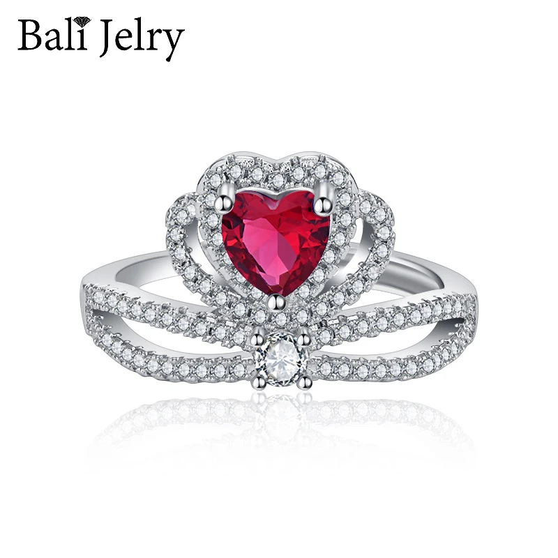 

Luxury Rings for Women 925 Silver Jewelry Accessories Heart-shape Sapphire Zircon Gemstone Wedding Engagement Party Charm Ring