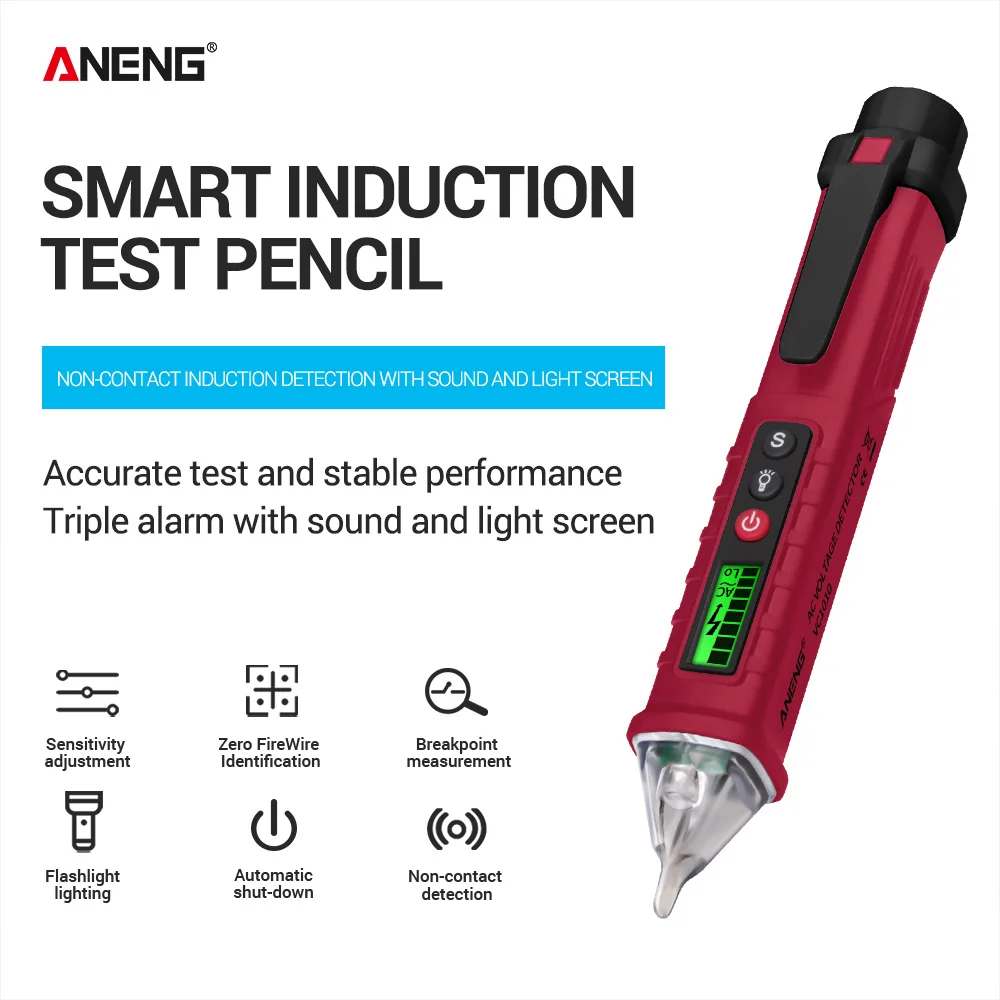 Vc1010 Digital Voltage Detectors Pen 121000v Ac/dc Noncontact Pen Tester Meter Volt Current