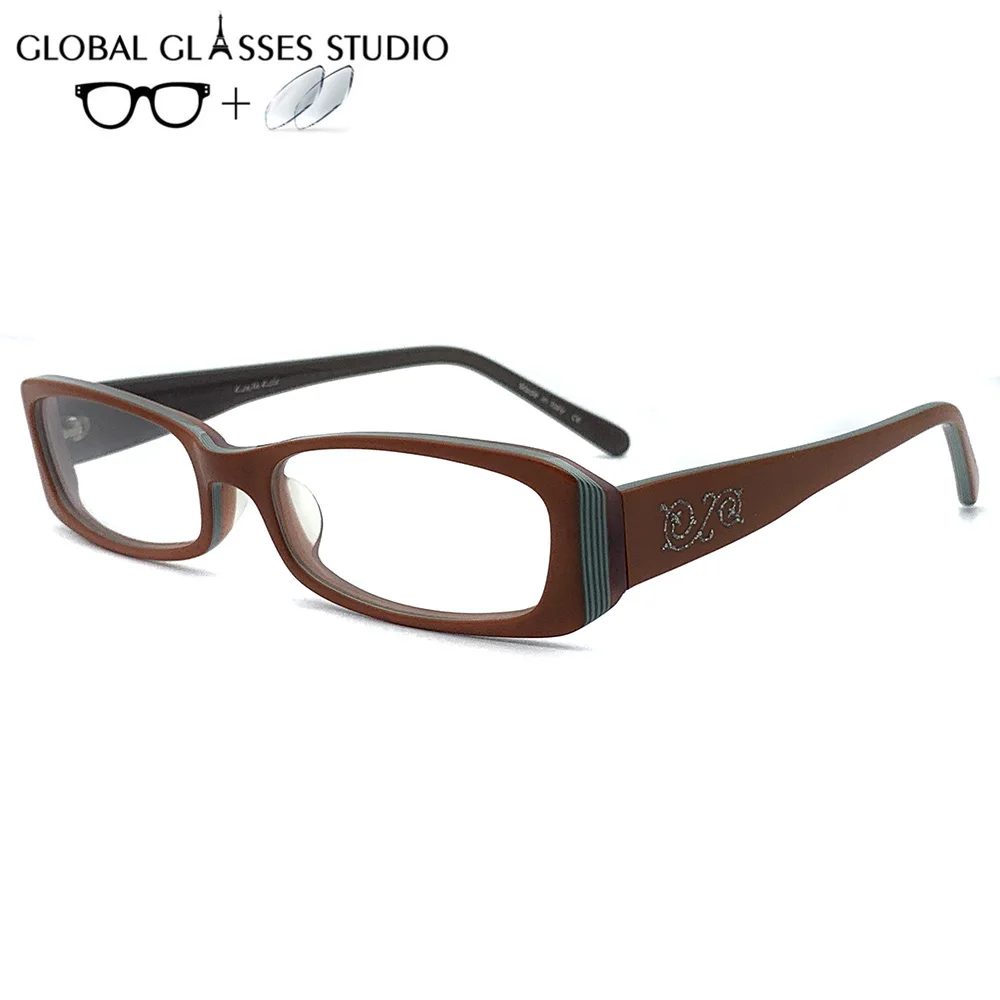 

Women Acetate Glasses Frame Eyewear Eyeglasses Reading Myopia Prescription Lens 1.56 Index KK601 C03