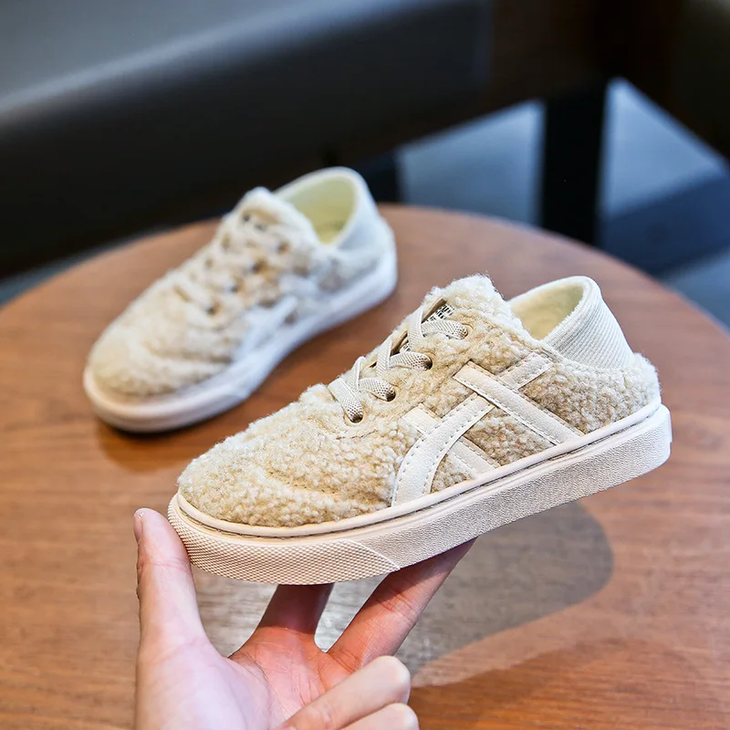 

Children Fluffy Shoes Girls Board Shoes 2019 New Hot Selling Autumn Shoes Versatile Plush Trendy Shoes BOY'S Slip-on Flat Top Sh