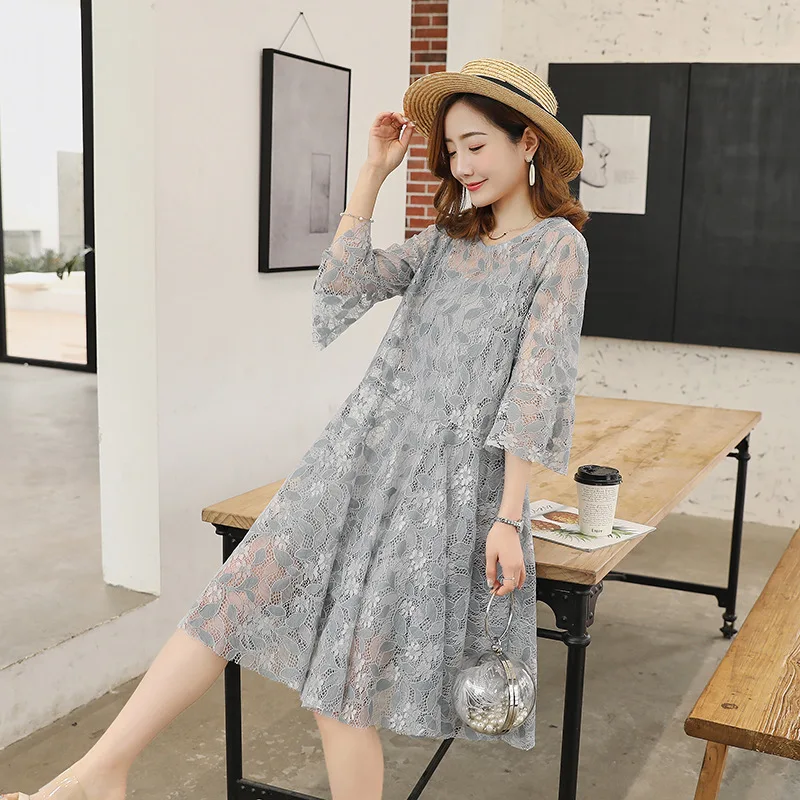 

Maternity Clothes 2019 Summer Pregnant Women Dress Long Loose-Fit Two-Piece Set Lace Skirt Summer Wear Suit Dress