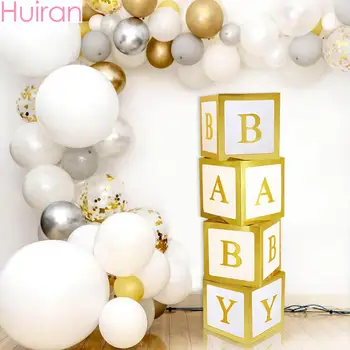 

Huiran Golden Paper Letter Box Boy Girl Baby Shower Decor Babyshower Decoration Carton Box Birthday Party Supplies Cardboard Box