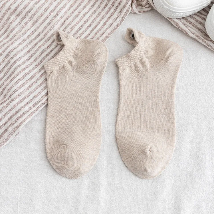 Beige 10 цветов, кавайные женские забавные носки с вышивкой, веселые модные милые носки до щиколотки, женские хлопковые носки Skarpetki Calcetines, 1 пара - Цвет: Beige
