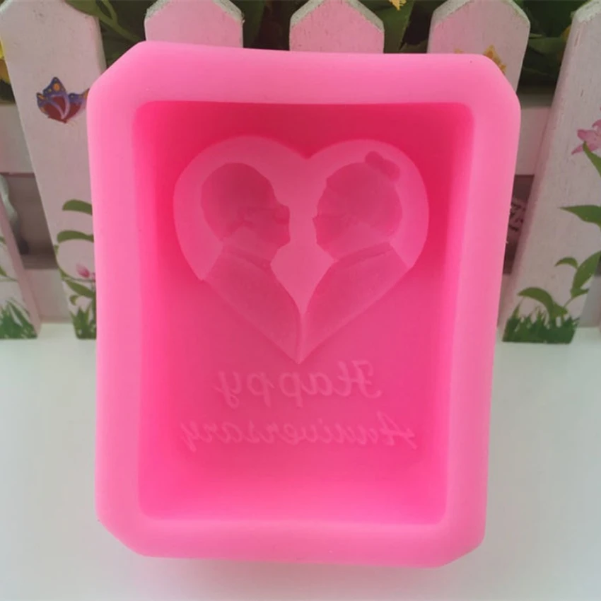 Горячая 9,5*7,4*3,3 см 3D DIY счастливый юбилей Свадебные силиконовые формы для мыла торт декоративные формы кондитерские свечи формы для шоколада