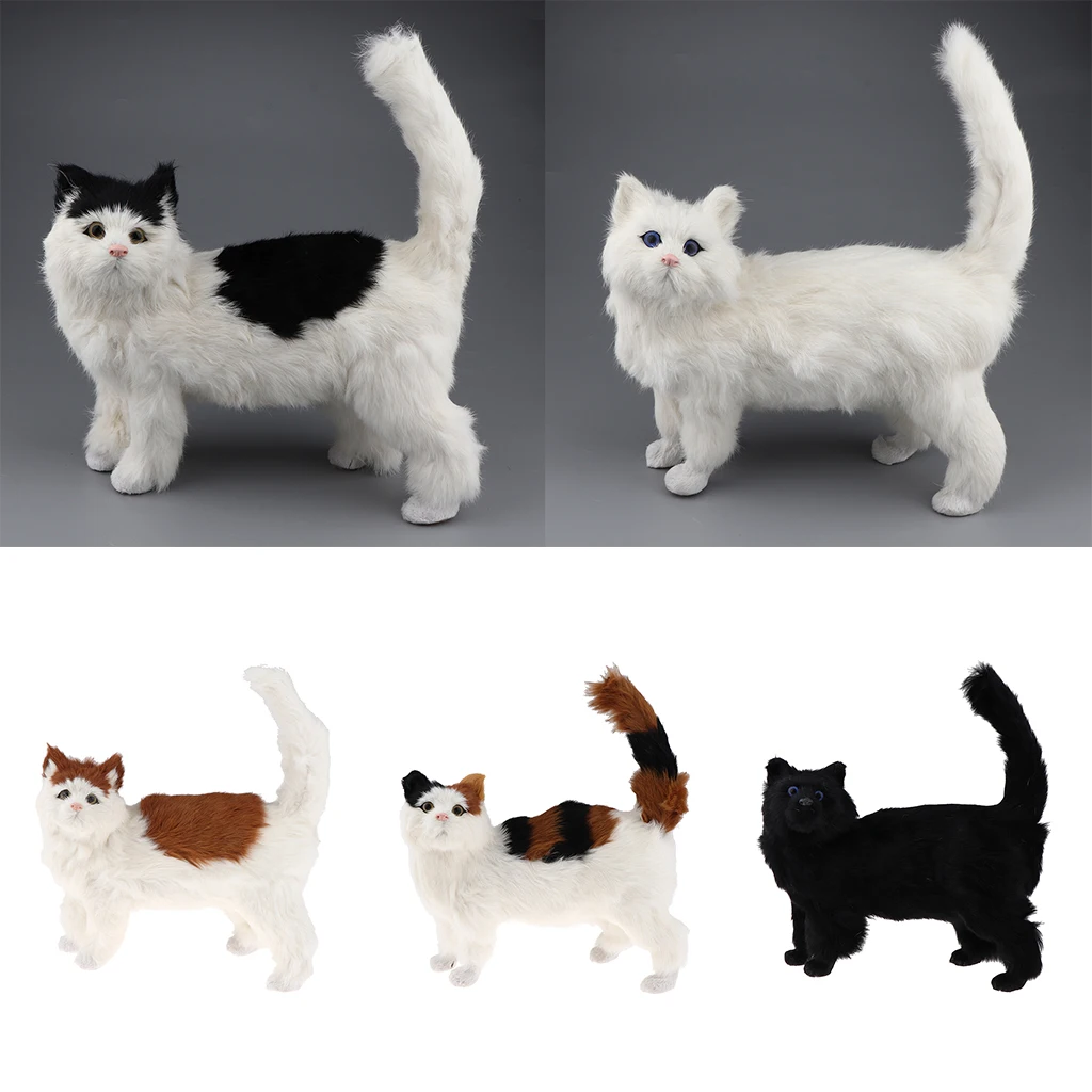 

Lifelike Standing Cat, Realistic Kitten, Fur Kitten Pet, Kitty Figurine, Home Decor, Furry Animal Pet Toy Kids Birthday Gifts