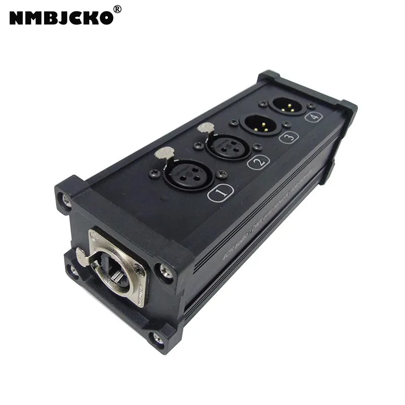 

NMBJCKO Snake System - 4ch etherCon to 2 x XLR female & 2 x XLR male Breakout Box Move audio via CAT5 CAT6 networking cables