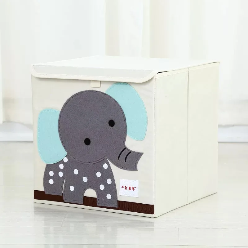 01 Cube Oxford Cloth Animal Embroider Folding Storage box kid Toys organizer children Sundries Storage Basket organizador washable - Цвет: 01