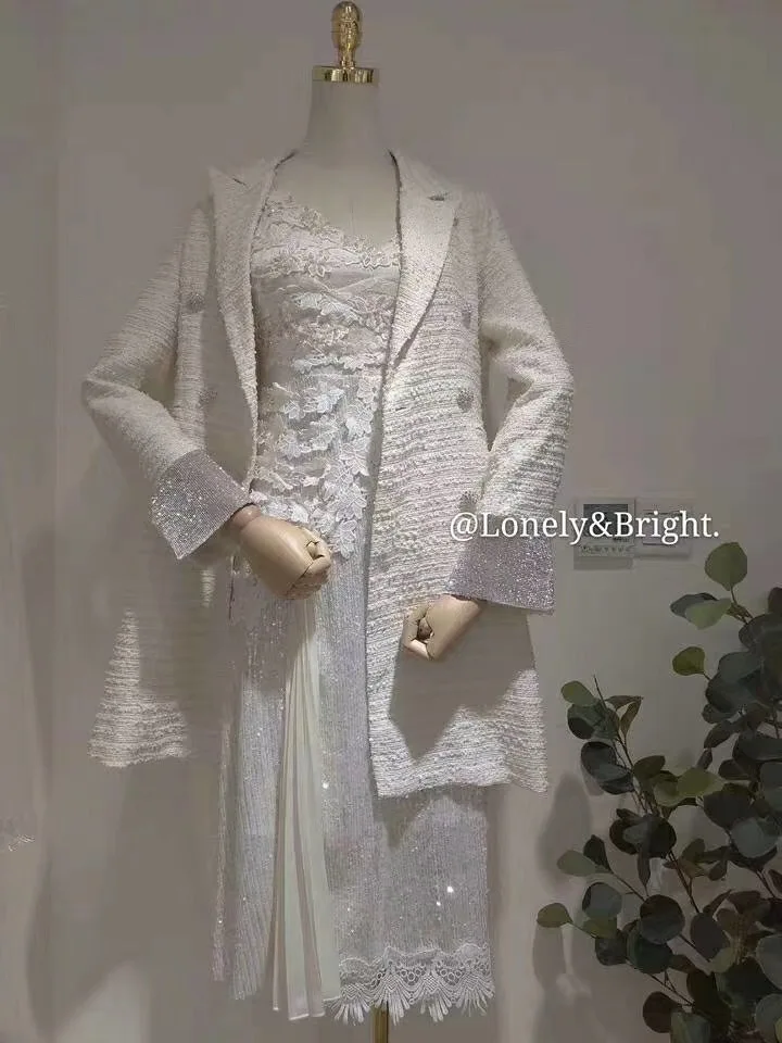 

Suit Dress Waist Hugging Slimming Autumn 2019 New Style Graceful Coat Cuff Stripes Women's Mid-length Coat