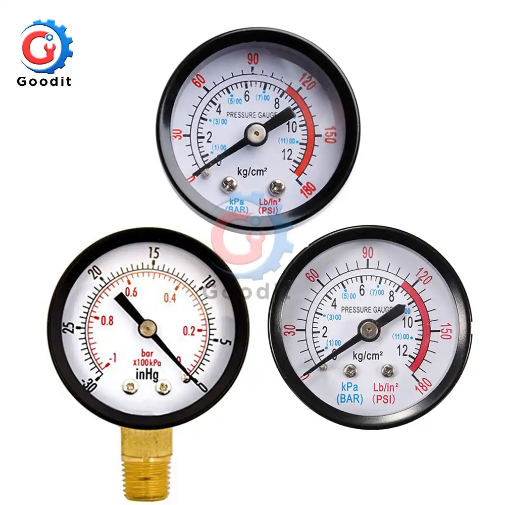 Portable Dual Scale Dial Gauge 1/4" NPT 30HG/0PS Vacuum Pressure Meter