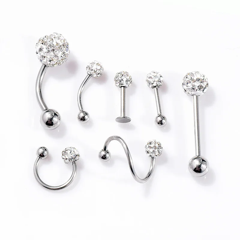 

1Packs of 7 new suit Net red nail piercing jewelry dark punk style Punched nail ring detachable rivet ball manicure ornament
