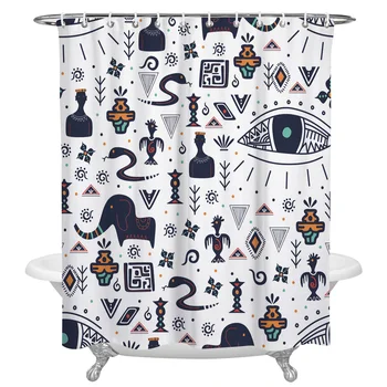 

Native Elephant Snake Eyes Print Shower Curtain Waterproof Fabric Shower Curtains Large for Bathroom Accessories Curtains