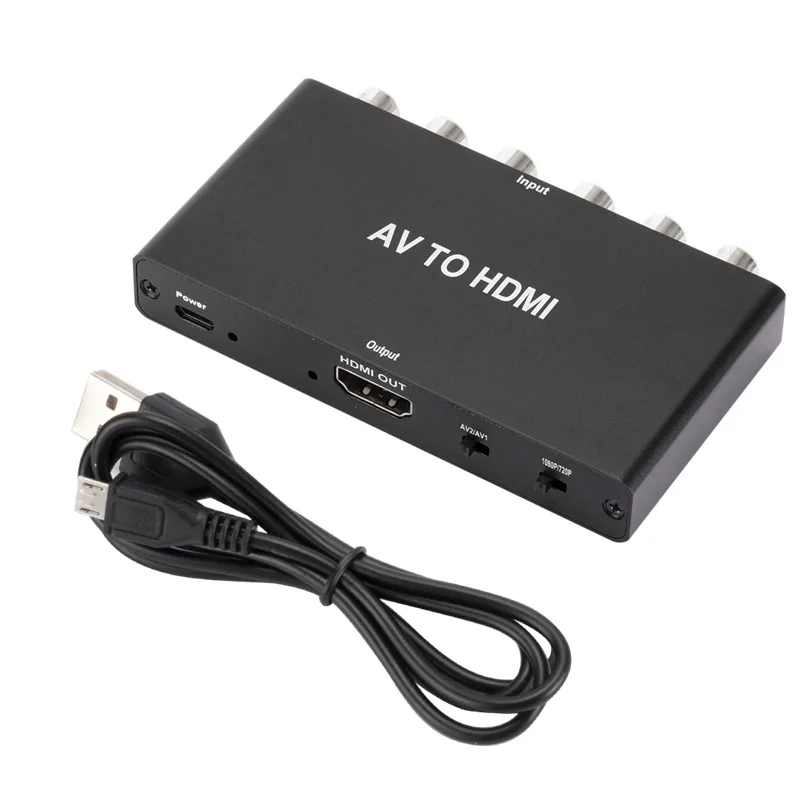 

1080P/720P Dual AV to HDMI Adapter CVBS to HDMI Composite Video Audio Converter Adapter For TV PC VCR Camera DVD AT