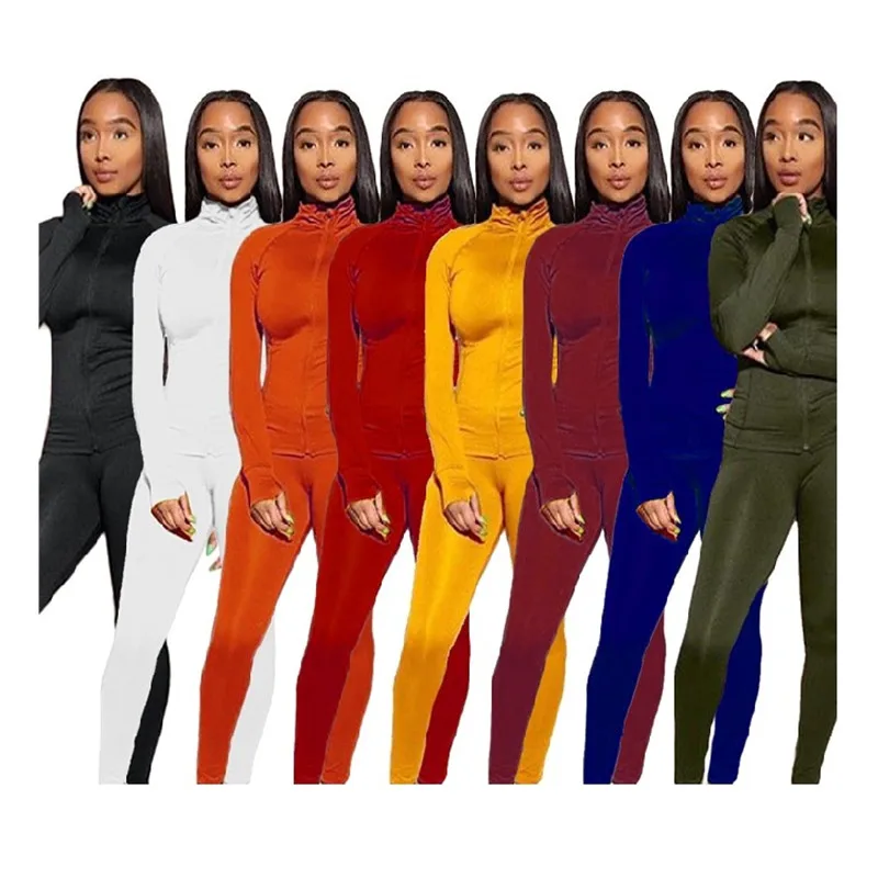 2020 New 2 Piece Set Women Solid Color Hooded Long Sleeve Zipper Top+Slim Pants Casual Sports Set Tracksuits wives S-2XL 2020 New 2 Piece Set Women Solid Color Hooded Long Sleeve Zipper Top+Slim Pants Casual Sports Set Tracksuits wives S-2XL