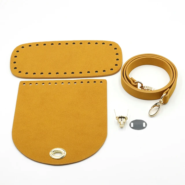 Suede Leather Bag Strap Handmade Handbag Woven Set High Quality Bag Bottoms With Hardware Accessories for DIY Shoulder Handbag A Brown