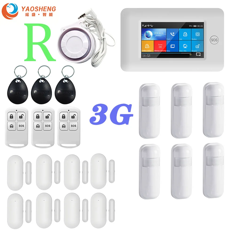 ring alarm wall mount YAOSHENG PG-106 3G GSM WIFI GPRS Wireless 433MHz Smart Home Security Alarm Systems APP Remote Control For IOS Android System touch screen keypad for alarm system Alarms & Sensors