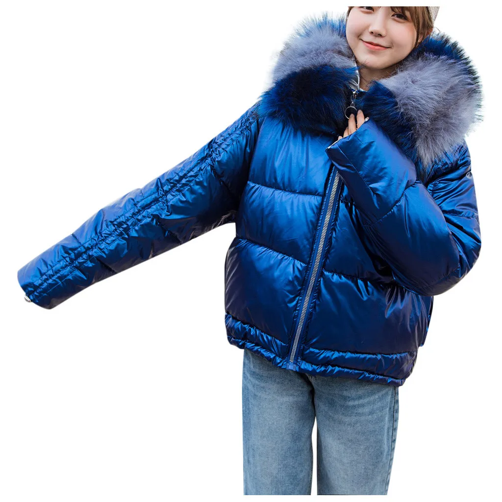 Новые женские зимние куртки длинное теплое пальто серебряного цвета стильная женская куртка широкий меховой воротник Дамская парка Abrigos Mujer Invierno# J30 - Цвет: Blue