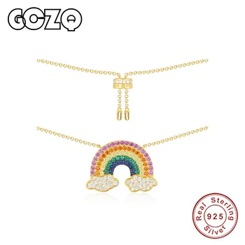 

GCZQ Rainbow Necklace female cloud collarbone Chain Pendant Silver Jewelry Gift