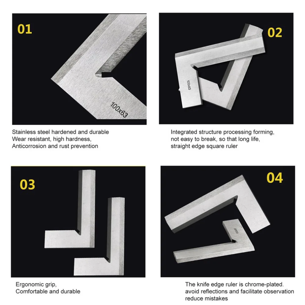 Машинист прецизионный нож край квадратная линейка 90 градусов угловая линейка инженер измерительный инструмент 100x63 мм тестер угла