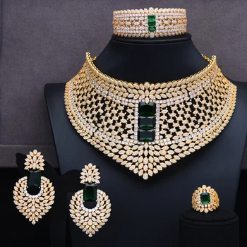 

GODKI BIG Super Luxury Chokers 4PC African Necklace Zircon Jewelry Sets For Women Wedding Indian Nigerian Party Jewelry Set 2020