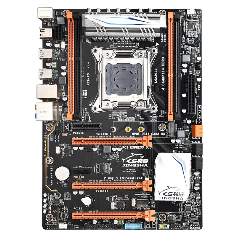 

JINGSHa X79 P3 Motherboard LGa 2011-V2 4 Channel 64GB DDR3 ECC RAM NVME M.2 USB3.0 SATA3.0 PCI-E3.0 Supports Intel Xeon V1 V2 &