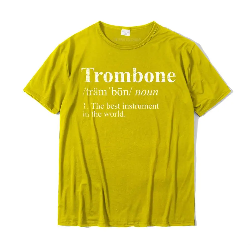  Men T Shirts Gift Casual Tops T Shirt All Cotton Round Neck Short Sleeve Printed On Clothing Shirt Summer/Autumn Trombone Hoodie - The Best Instrument In The World__28099 yellow