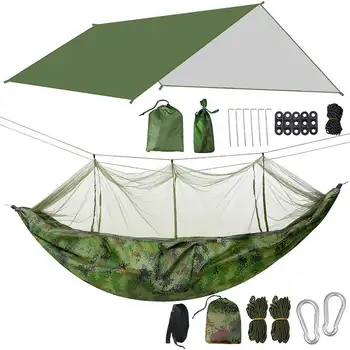 

Outdoor Automatic Quick Open Mosquito Net Hammock Tent With Waterproof Canopy Awning Set Portable 2 Persons Hammock