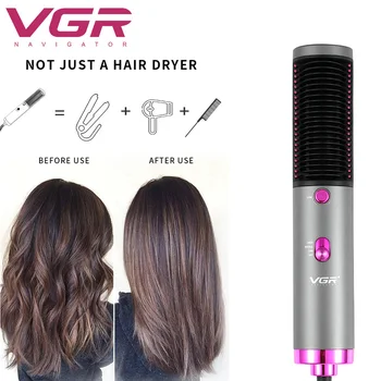 

Professional 2 in 1 Hair Straightener Volumizer One Step Electric Hot Comb Hot Brush Blow Drier Hairbrush Styling Tools