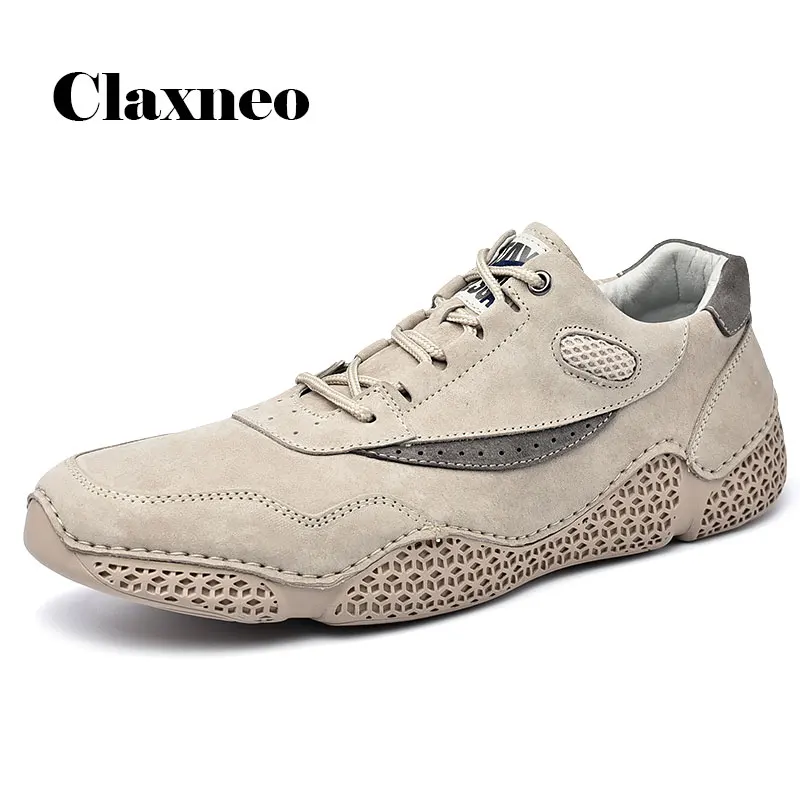 Man Shoes Leather 2020 Autumn Men's Casual Shoe Khaki Fashion Male Walking Footwear Design Handmade Soft New | Обувь
