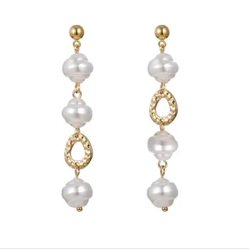 

Korean Style Long Imitation Pearl Earrings for Women Elegant Lady Asymmetric Gold Earrings Party Fashion Jewelry