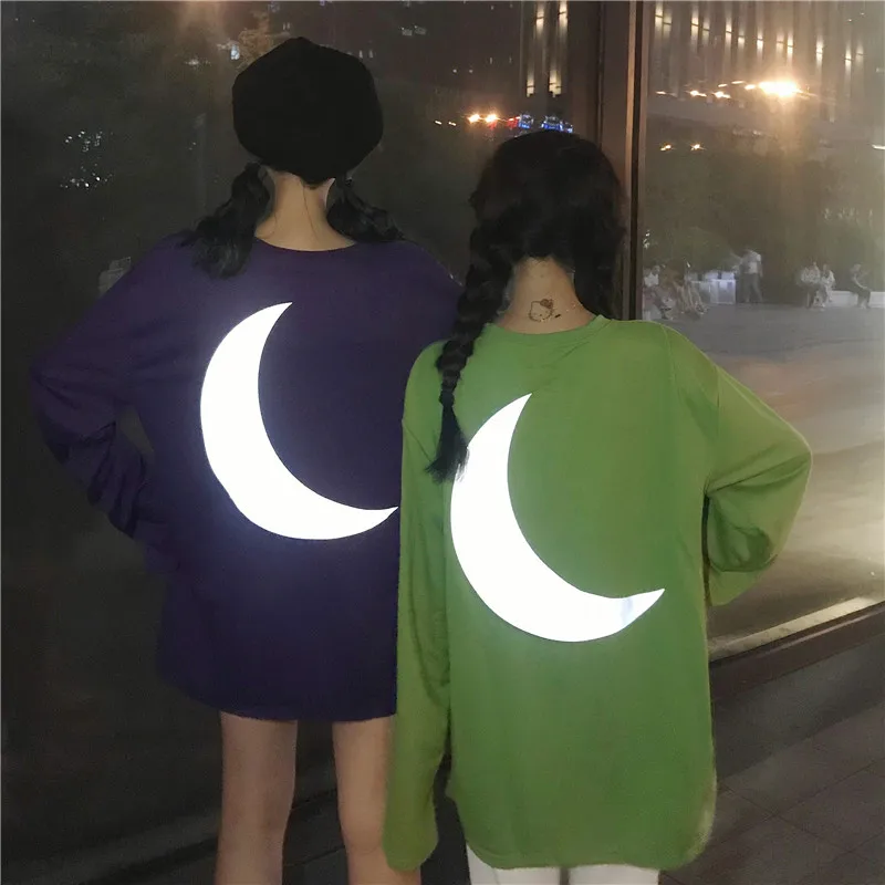 

Women Summer Tshirt Kawaii Vintage Lovely Loose Moon Fluorescent T-shirt Female Sweet Cute Harajuku Tunic For Women's Top