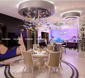 

Butterfly lamp glass engineering lamp bedroom living room sales offices personality Nordic color Butterfly lamps ceiling creativ