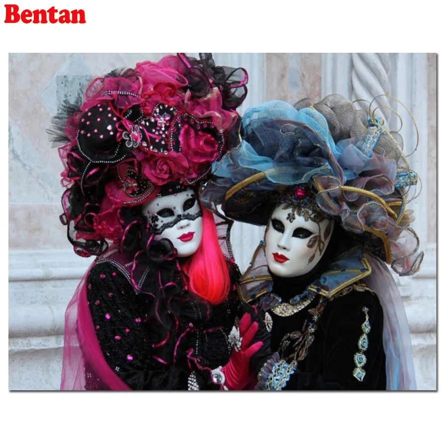 

stitch cross diamond mosaic mask women pattern Diamond Painting Full Square round drill diamond embroidery sale venice carnival