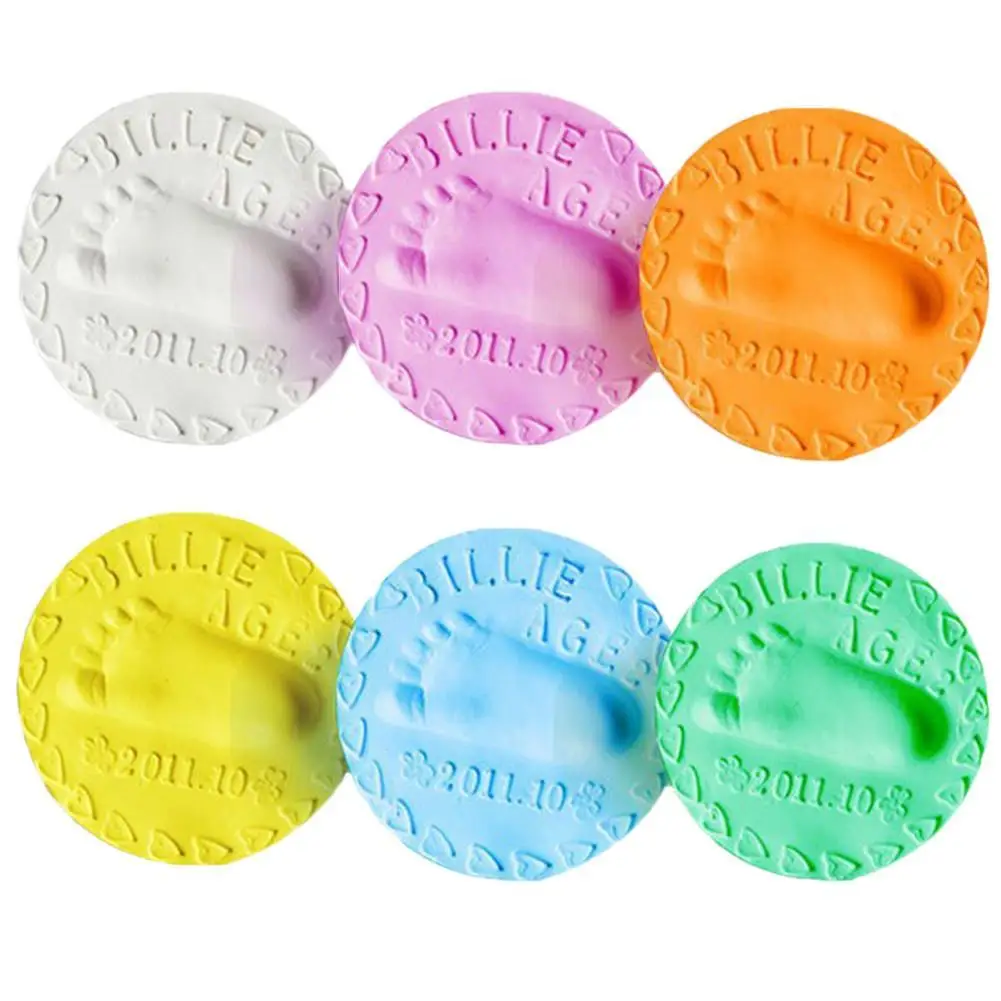 

New Born Baby Hand Print Footprint Clay Imprint Kit Casting Air Drying Soft Parent-child Ink Pad Fingerprint Memory bebek Blue