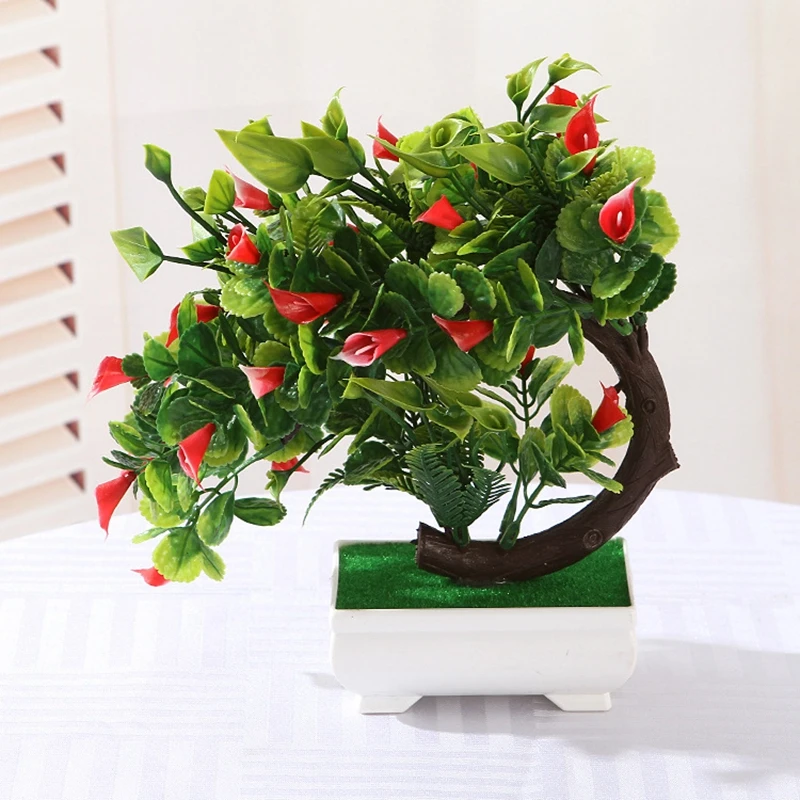 Artificial Crescent Lotus Plant Potted Indoor Table Top Ornaments Simulation Bonsai Craft Fake Gree