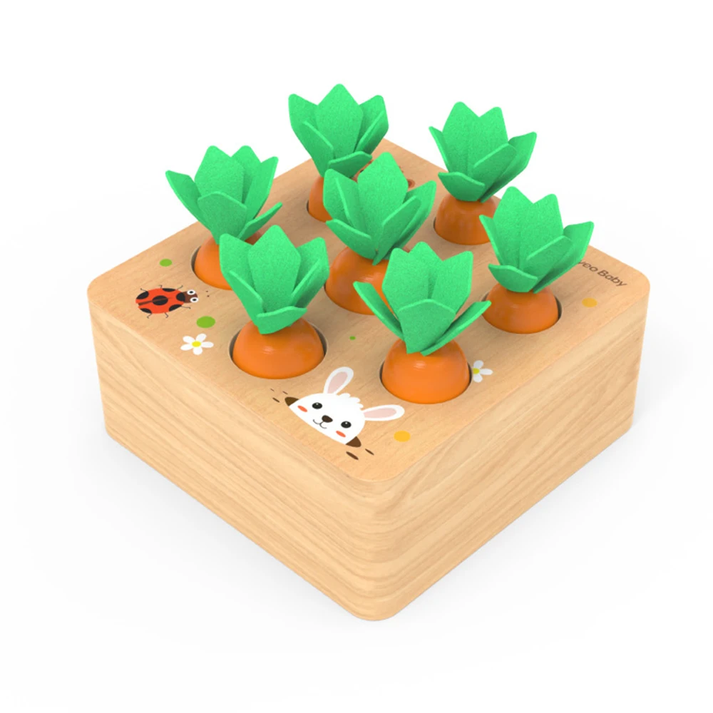 

Kids Montessori Toys Block Set Children Size Cognition Harvest Carrot Wooden Shape Matching Carrot Game Early Education Toys