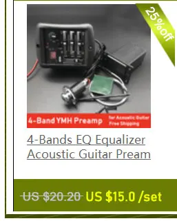 4 Band Acoustic Guitar Preamp with Microhone Folk Guitarra Piezo Pickup Equalizer with Tuner Guitar Accessories Free Shipping