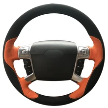 Черный замшевый оранжевый кожаный чехол рулевого колеса автомобиля для Ford Mondeo Mk4 2007-2012 S-Max 2008