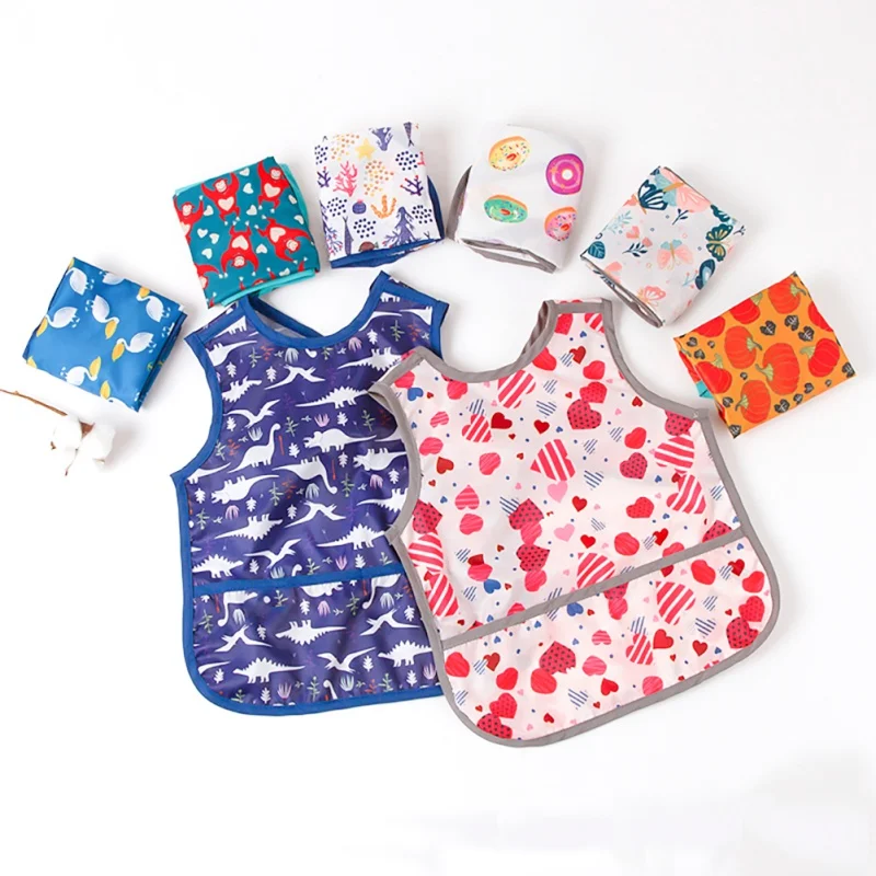 

New Baby Bib Short Sleeve Toddler Bib Smock 1-3 Years Waterproof Washable Stain And Odor Resistant Bibs Clothes Season Sale