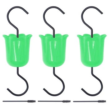

6Pcs bird Feeder Insect Ant Moat with Clean Brushes for bird Oriole Nectar Feeders for Outdoors (Green)