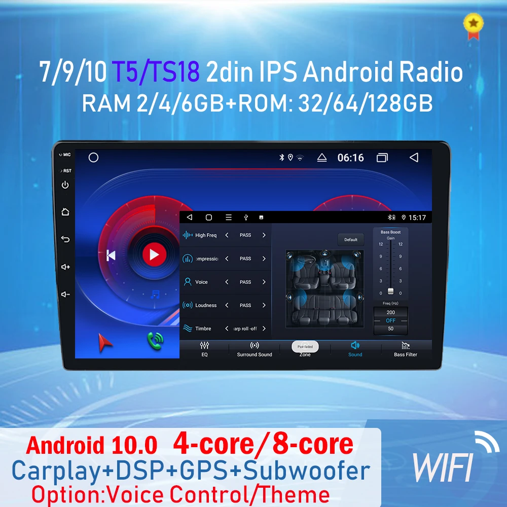 2022 New Android 10.0 Dsp Ips Car Multimedia For Universal Autoradio 6g Ram  128g Rom With Ahd Carplay Gps Bt Wifi - Car Multimedia Player - AliExpress