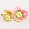 0-18 Months BPA Free Customized Any Name Personalized Gold Bling Pacifier And Clip Luxury Baby Pacifier For Infant shower Gift ► Photo 3/6